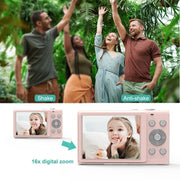 DC402 2.4 inch 44MP 16X Zoom 1080P Full HD Digital Camera Children Card Camera, US Plug (Black)
