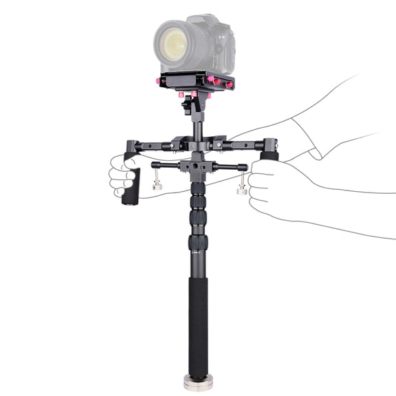 YELANGU S300 4 in 1 Multifunctional Rig + Dual Handheld Shoulder Rig + Monopod + Stabilizer for Cameras / SLR Cameras, Height Range: 63cm-170cm(Black)