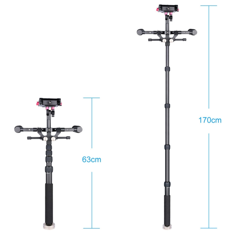 YELANGU S300 4 in 1 Multifunctional Rig + Dual Handheld Shoulder Rig + Monopod + Stabilizer for Cameras / SLR Cameras, Height Range: 63cm-170cm(Black)