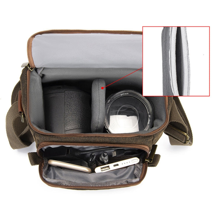 CADEN N1 Large Retro Multifunctional Canvas Water-resistant Digital Camera Photography Shoulder Bag(Coffee)