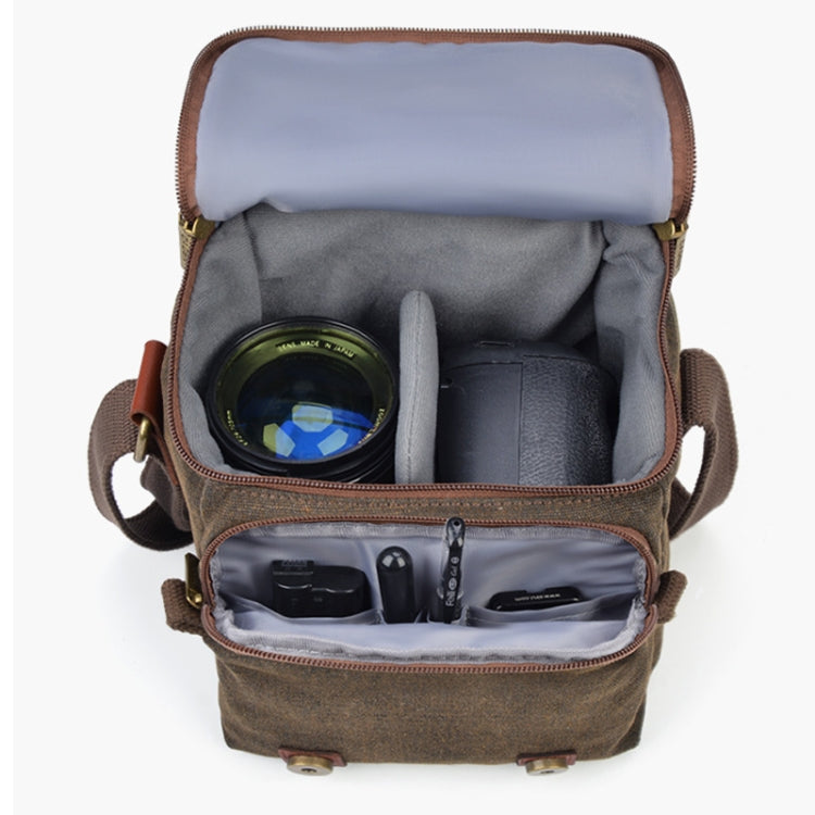 CADEN N1 Large Retro Multifunctional Canvas Water-resistant Digital Camera Photography Shoulder Bag(Coffee)