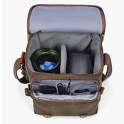 CADEN N1 Large Retro Multifunctional Canvas Water-resistant Digital Camera Photography Shoulder Bag(Coffee)