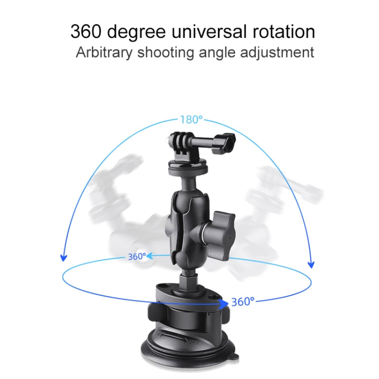 Dual Suction Cup Mount Holder with Tripod Adapter & Steel Tether & Safety Buckle (Black)