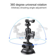 Triangle Suction Cup Mount Holder with Tripod Adapter & Steel Tether & Safety Buckle (Black)
