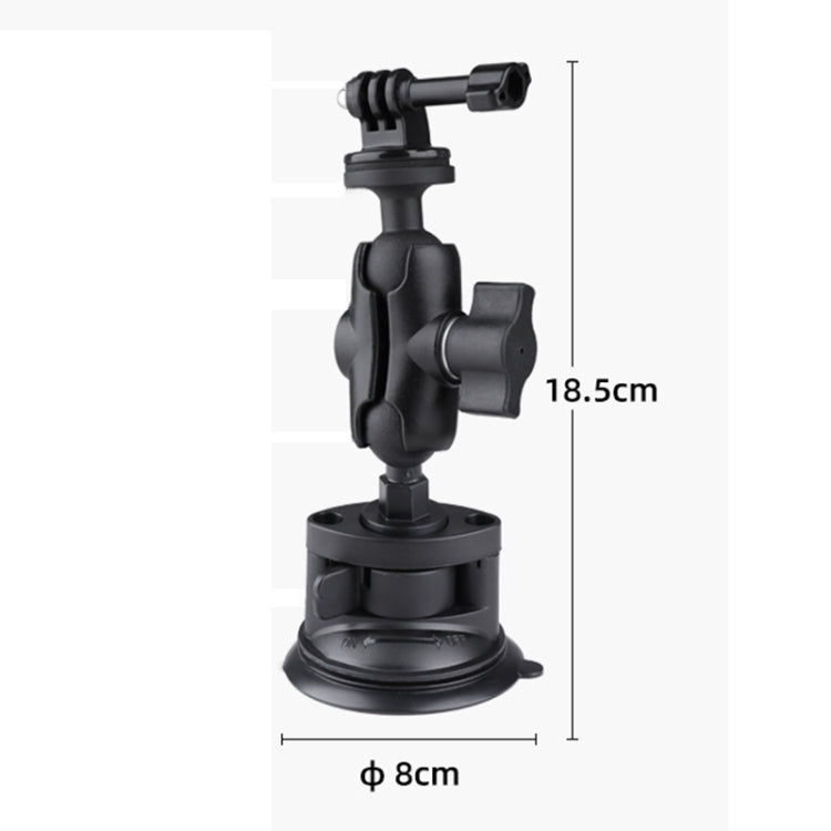 Single Suction Cup Mount Holder with Tripod Adapter & Steel Tether & Safety Buckle (Black)