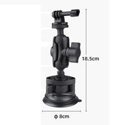 Single Suction Cup Mount Holder with Tripod Adapter & Steel Tether & Safety Buckle (Black)