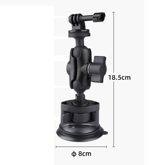 Single Suction Cup Mount Holder with Tripod Adapter & Steel Tether & Safety Buckle (Black)