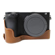 1/4 inch Thread PU Leather Camera Half Case Base for Sony ILCE-A6500 / A6500 (Brown) - Half Case by PMC TechLife | Online Shopping South Africa | PMC TechLife | Buy Now Pay Later Mobicred