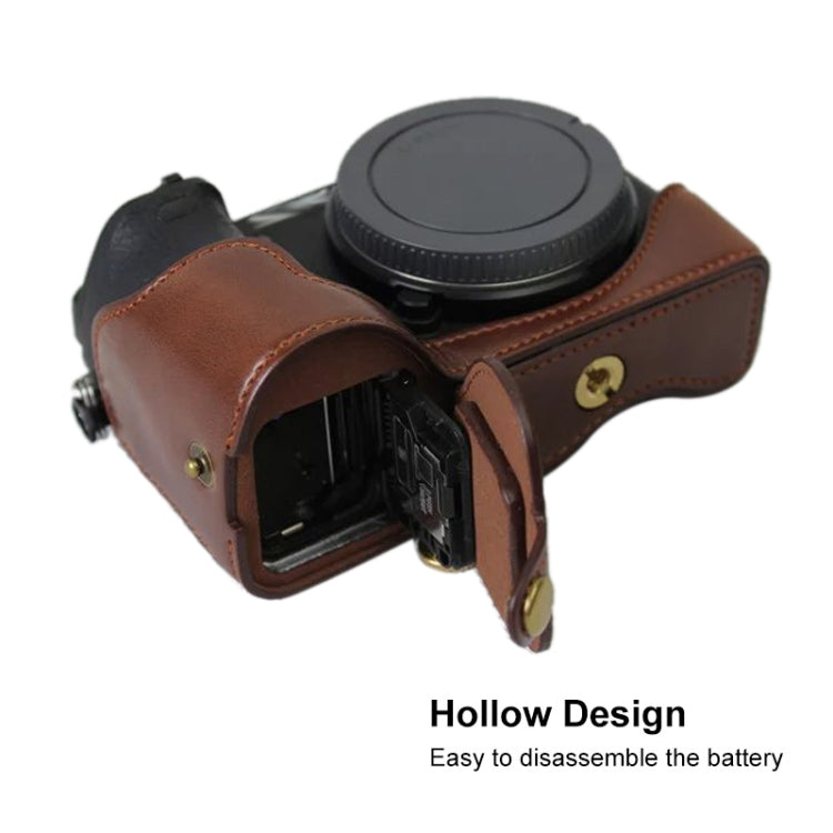 1/4 inch Thread PU Leather Camera Half Case Base for Sony ILCE-A6500 / A6500 (Black)