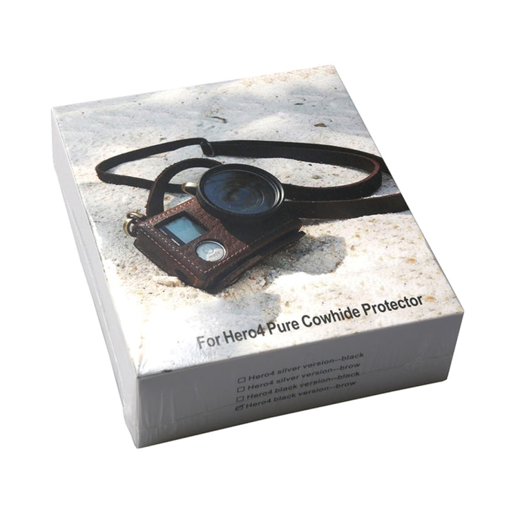 For GoPro HERO4 Litchi Texture Genuine Leather Protective Case with Sling(Brown)