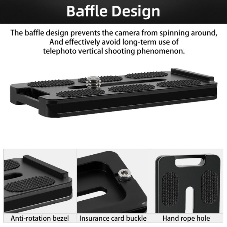 BEXIN PL-80 Anti-rotation Quick Release Plate with Rubber Cushion(Black)