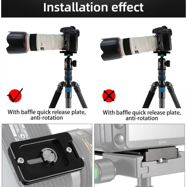 BEXIN PL-80 Anti-rotation Quick Release Plate with Rubber Cushion(Black)