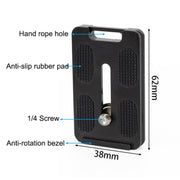 BEXIN PL-62 Anti-rotation Quick Release Plate with Rubber Cushion(Black)
