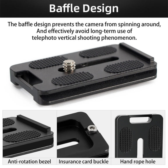 BEXIN PL-62 Anti-rotation Quick Release Plate with Rubber Cushion(Black)