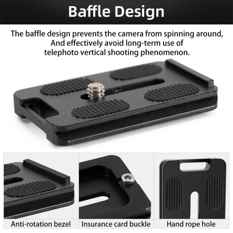 BEXIN PL-62 Anti-rotation Quick Release Plate with Rubber Cushion(Black)