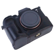 1/4 inch Thread PU Leather Camera Half Case Base for Sony A7 IV (Black)