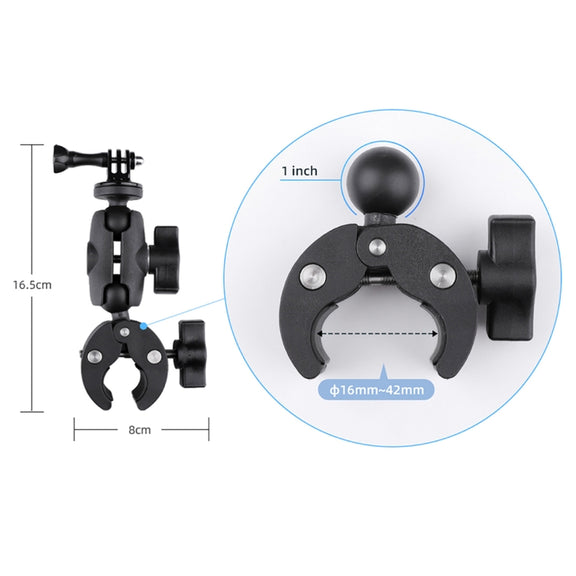 360 Rotation Adjustable Action Camera Clamp Plier Base Holder with Phone Clamp (Black)