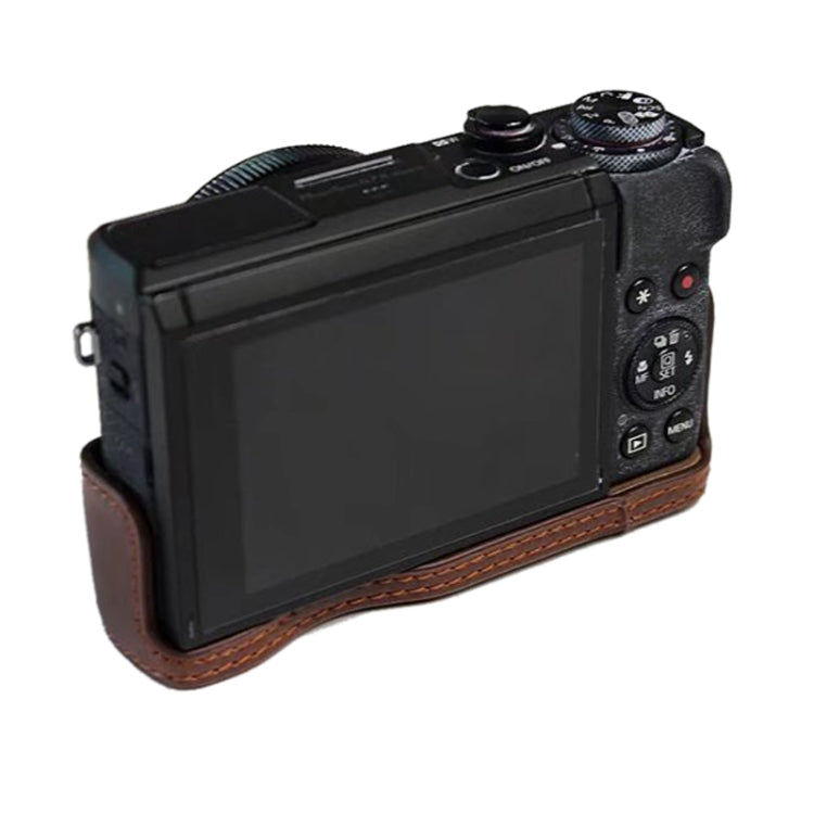 1/4 inch Thread PU Leather Camera Half Case Base for Canon G7 X Mark III / G7 X3 (Black)