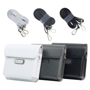 For FUJIFILM instax Link WIDE Full Body PU Leather Case Bag with Strap(Black)