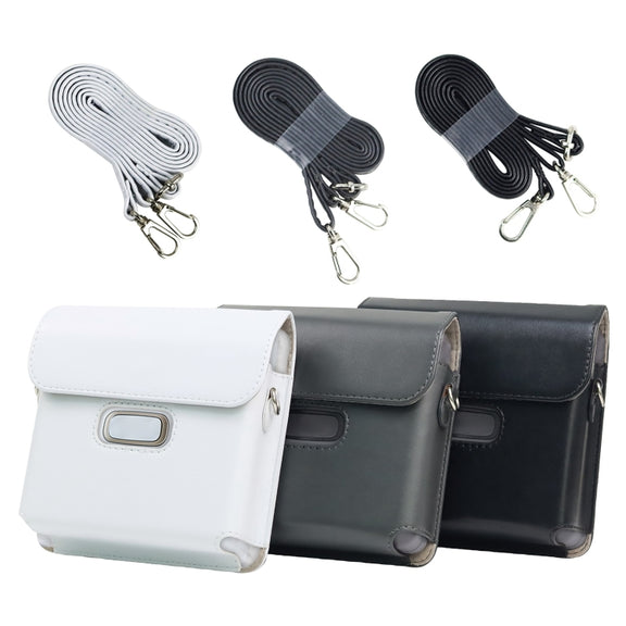 For FUJIFILM instax Link WIDE Full Body PU Leather Case Bag with Strap(Black)