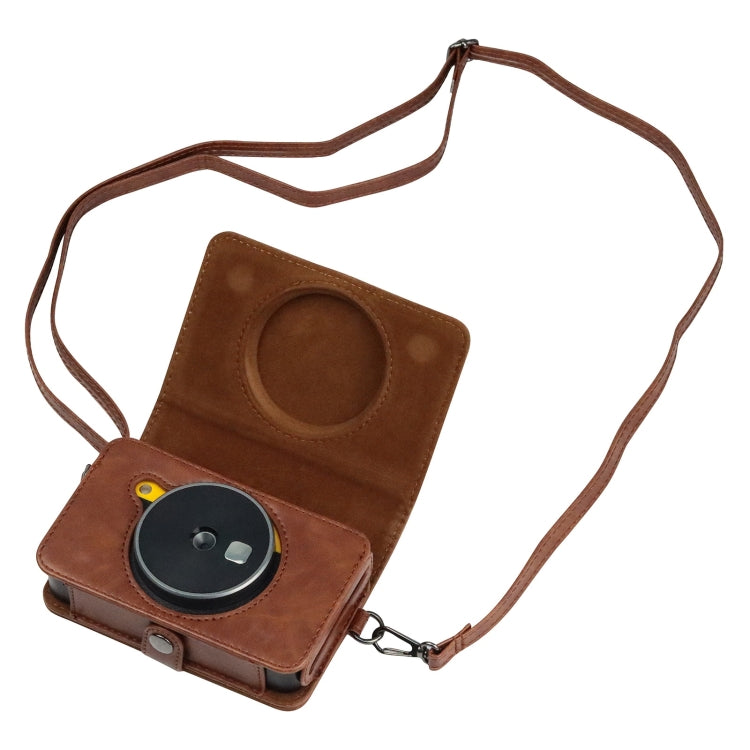 For Kodak Mini Shot2 Retro / C210R instax Full Body Camera PU Leather Case Bag with Strap (Brown)