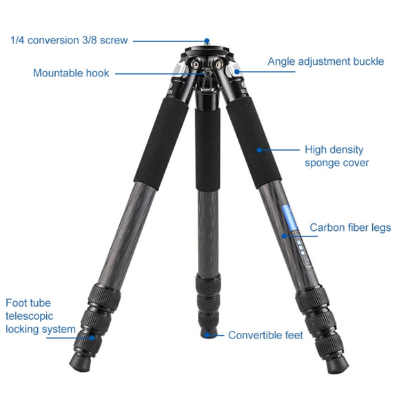 BEXIN RC294 Portable Collapsible Carbon Fiber Camera Tripod