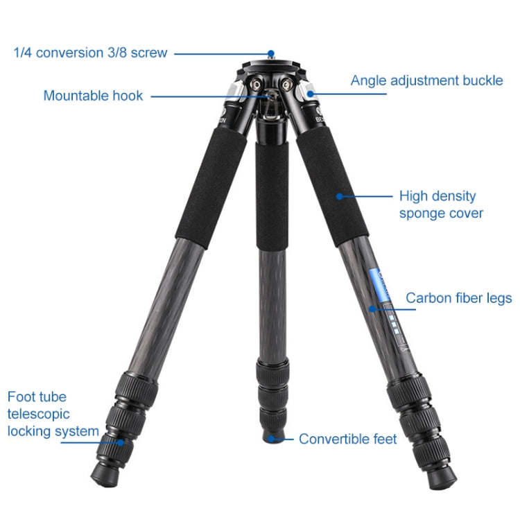 BEXIN RC294 Portable Collapsible Carbon Fiber Camera Tripod