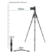 BEXIN RC294 Portable Collapsible Carbon Fiber Camera Tripod with K44 Panoramic Ball Head