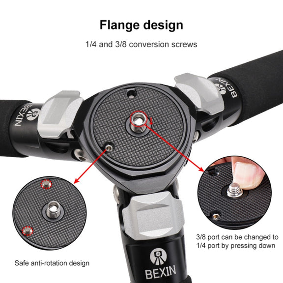 BEXIN RC294 Portable Collapsible Carbon Fiber Camera Tripod with K44 Panoramic Ball Head
