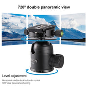 BEXIN RC294 Portable Collapsible Carbon Fiber Camera Tripod with K44 Panoramic Ball Head