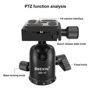 BEIXIN QB-30  360 Degree Rotation Panorama Metal Ball Head with Quick Release Plate