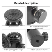 BEXIN K18A Mini 360 Degree Rotation Panoramic Metal Ball Head