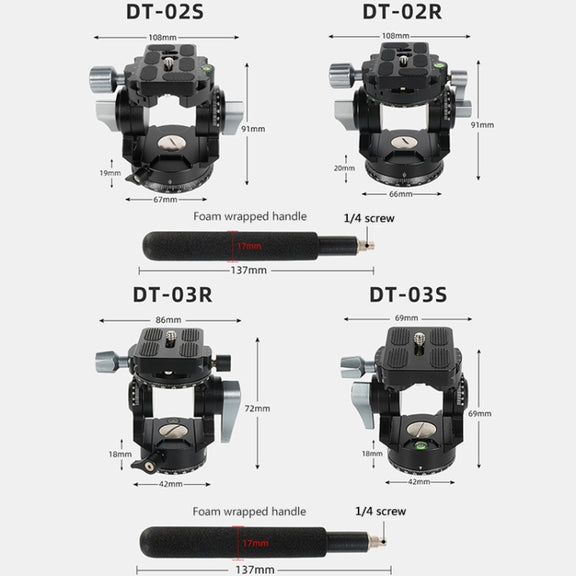 BEXIN DT-02S/S 2D 360 Degree Panorama Heavy Duty Tripod Action Fluid Drag Head with Quick Release Plate