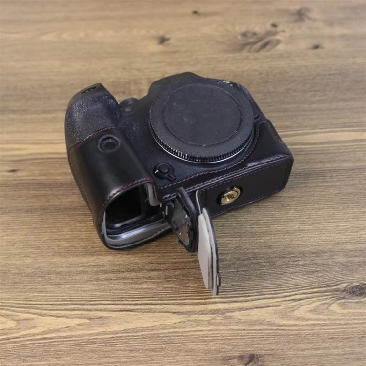 For Canon EOS R7 1/4 inch Thread PU Leather Camera Half Case Base (Black)