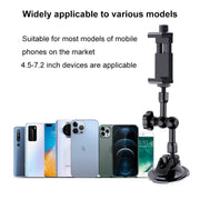 37cm Single Suction Cup Articulating Friction Magic Arm Phone Clamp Mount(Black)