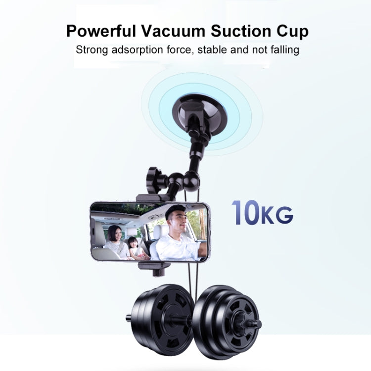 37cm Single Suction Cup Articulating Friction Magic Arm Phone Clamp Mount(Black)