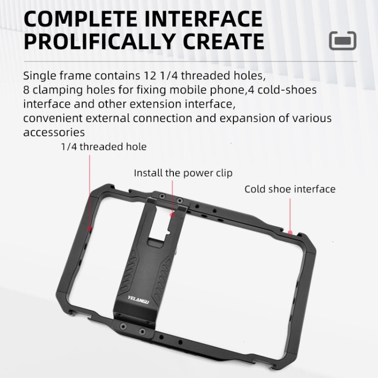 YELANGU LW-B01-1 Vlogging Live Broadcast Smartphone Video Rig Metal Cage (Black)