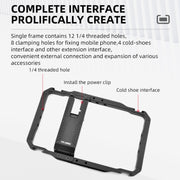 YELANGU LW-B01-1 Vlogging Live Broadcast Smartphone Video Rig Metal Cage (Black)