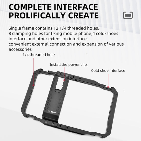YELANGU LW-B01-1 Vlogging Live Broadcast Smartphone Video Rig Metal Cage (Black)