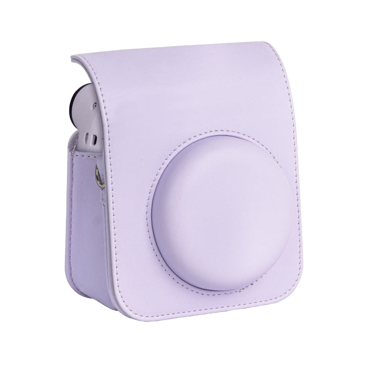 For FUJIFILM instax mini 12 Full Body Leather Case Camera Bag with Strap (Purple)