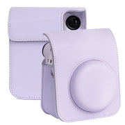 For FUJIFILM instax mini 12 Full Body Leather Case Camera Bag with Strap (Purple)
