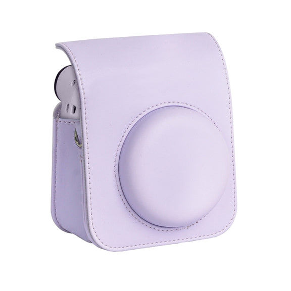 For FUJIFILM instax mini 12 Full Body Leather Case Camera Bag with Strap (Purple)