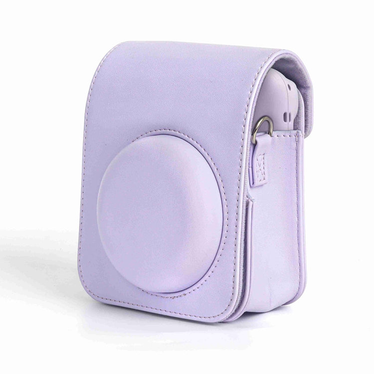 For FUJIFILM instax mini 12 Full Body Leather Case Camera Bag with Strap (Purple)