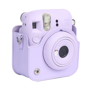 For FUJIFILM instax mini 12 Full Body Leather Case Camera Bag with Strap (Purple)