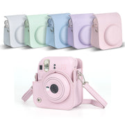 For FUJIFILM instax mini 12 Full Body Leather Case Camera Bag with Strap (Purple)