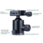 TRIOPO Oubao A-308S Adjustable Portable  Aluminum Alloy Tripod with Ball Head for SLR Camera