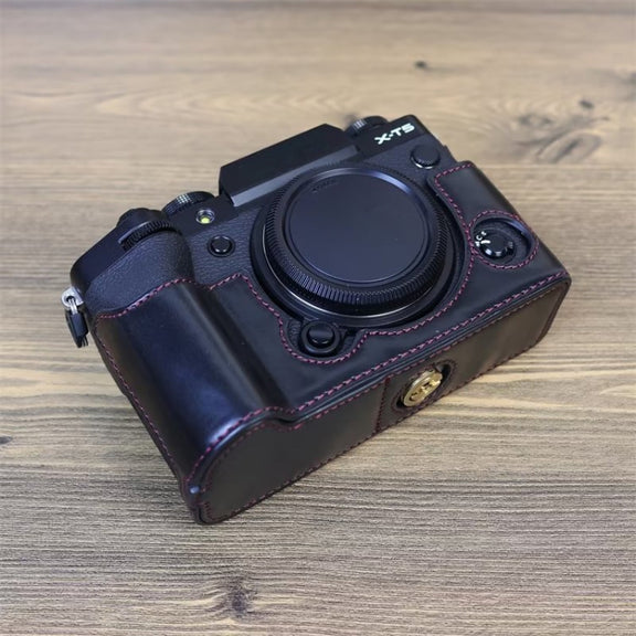 For FUJIFILM X-T5 1/4 inch Thread PU Leather Camera Half Case Base (Black)