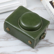 For Sony ZV-1F Vlog Camera Full Body Magnetic Leather Camera Case Bag with Strap (Green)