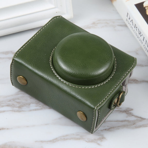For Sony ZV-1F Vlog Camera Full Body Magnetic Leather Camera Case Bag with Strap (Green)