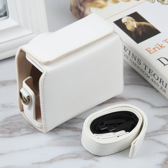 For Sony ZV-1F Vlog Camera Full Body Magnetic Leather Camera Case Bag with Strap (White)